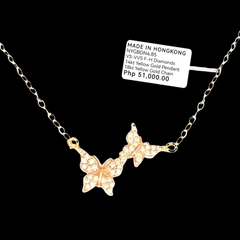 PRICEDROP! | Golden Studded Twin Butterfly Diamond Necklace 16-18” 18kt Chain