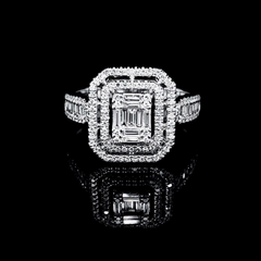 #BuyNow | Classic Emerald Halo Diamond Ring 14kt