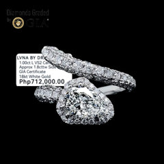 2.80cts L VS2 페어 센터 스네이크 파베 다이아몬드 약혼 반지 18kt GIA