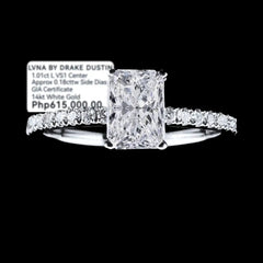 1.19cts L VS1 Radiant Diamond Paved Engagement Ring GIA Certified