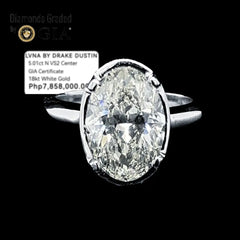 5.01ct N VS2 오벌 브릴리언트 다이아몬드 약혼 반지 18kt GIA