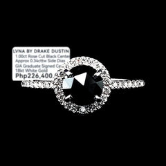 1.34ct 블랙 로즈컷 다이아몬드 헤일로 파베 다이아몬드 약혼 반지 18kt