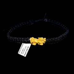 The Vault | 24kt Lucky Piyao Black String Unisex Bracelet