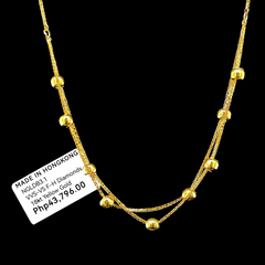 GLD | 18K Golden Beaded Ball Layered Necklace 18”