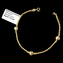 GLD | 18K Golden Station Heart Rope Chain Bracelet