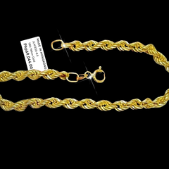GLD|金色中性绳索手链 7.5” 18kt