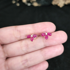 CLEARANCE BEST | Trinity Burmese Red Ruby Gemstones Diamond Earrings 18kt
