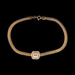 Golden Square Center Solid Chain Diamond Bracelet 18kt