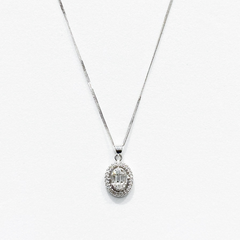 LVNA 선물 | LVNA 시그니처 오벌 데인티 다이아몬드 목걸이 16-18" 조절 가능한 18kt 화이트 골드 체인