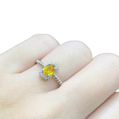 Yellow Sapphire Gemstones Diamond Ring 14kt