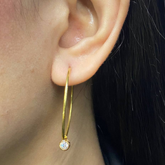 Round Bezel Solitaire Diamond Hoop Earrings