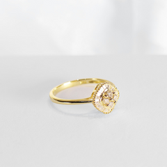 Golden Cushion Baguette Diamond Ring 18kt