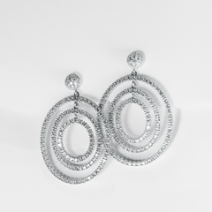 Oval Paved Floating Diamond Earrings 18kt