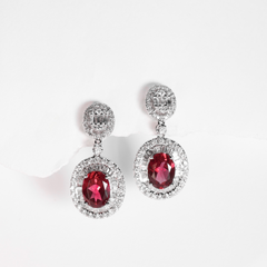 #LVNA2024 | Oval Ruby Dangling Diamond Earrings 14kt