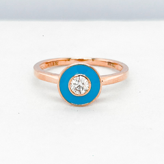 #LoveIVANA | Classic Round Rose Blue Enamel Diamond Ring 18kt