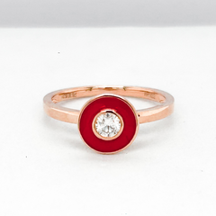 #LoveIVANA | Classic Round Rose Red Enamel Diamond Ring 18kt