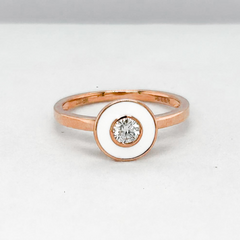 #LoveIVANA | Classic Round Rose White Enamel Diamond Ring 18kt