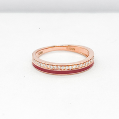 #LVNA2024 | Classic Round Rose Red Enamel Paved Diamond Ring 18kt