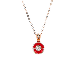 #LVNA2024 | 0.30ct Classic Round Red Enamel Diamond Necklace 18kt