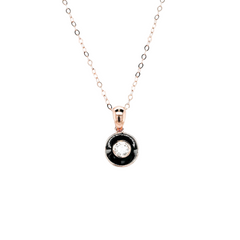 #LVNA2024 | 0.30ct Rose Classic Round Black Enamel Diamond Necklace 18kt
