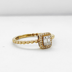 Golden Emerald Diamond Ring 14kt