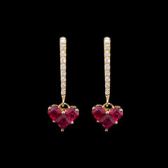 #LoveLVNA | Golden Heart Ruby Dangling Diamond Earrings 18kt