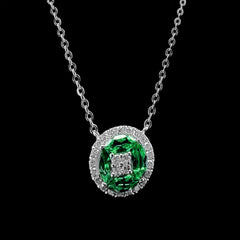 #BuyNow| Green Emerald Necklace  & Earrings Diamond Jewelry Set 18kt
