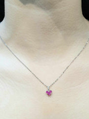 Heart Pink Ruby Dangling Diamond Jewelry Set 18kt