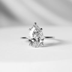 3.60ct H VS1 Pear Brilliant Solitaire Diamond Engagement Ring 14kt IGI Certified
