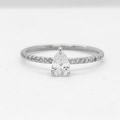 PREORDER | 0.65cts G VS1 Pear Paved Diamond Engagement Ring 14kt