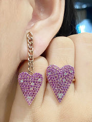 #LVNA2024 |  Golden Heart Dangling Pink Gemstones Diamond Jewelry Set 14kt