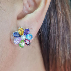 #TheSALE | Rainbow Gemstones Diamond Earrings 14kt
