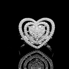 CLEARANCE BEST | Heart Double Halo Diamond Ring 14kt