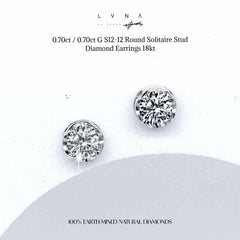 #LVNA2024 | 1.40cts G SI2-I2 Round Solitaire Stud Diamond Earrings 18kt