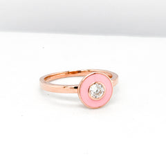 #LoveIVANA | Classic Round Rose Pink Enamel Diamond Ring 18kt
