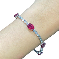 #LVNA2024 | 3.00ct Each Burmese Ruby Gemstones Eternity Diamond Bracelet 18kt