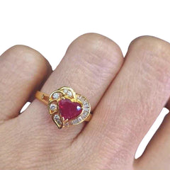 #TheSALE | Ruby Heart Baguette Diamond Ring 14kt