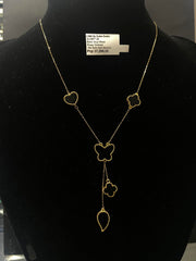 Golden Black Onyx Mixed Shape Fine Gold Necklace 18kt