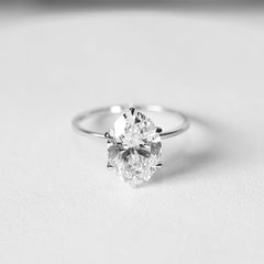 3.16ct H VS1 Oval Cut Solitaire Diamond Engagement Ring 14kt IGI Certified