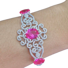 #TheSALE | Pink Sapphire Floral Bangle Diamond Bracelet 14kt