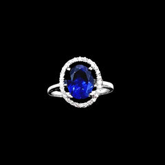 PREORDER | Oval Blue Sapphire Gemstones Diamond Ring 14kt