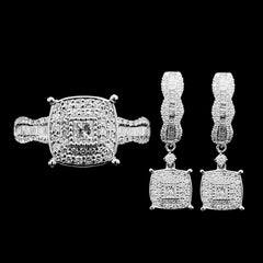CLEARANCE BEST | Cushion Paved Dangling Diamond Jewelry Set 14kt
