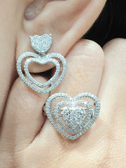 CLEARANCE BEST | Multi-Wear Heart Double Halo Diamond Jewelry Set 14kt