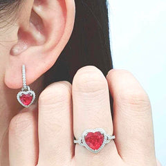 #TheSALE | Heart Gemstone Diamond Dangling Earrings 14kt