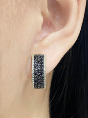 Golden Millionaire’s Black Hoop Colored Diamond Earrings 14kt