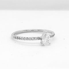 PREORDER | 0.65cts G VS1 Pear Paved Diamond Engagement Ring 14kt