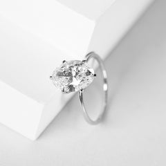 3.16ct H VS1 Oval Cut Solitaire Diamond Engagement Ring 14kt IGI Certified