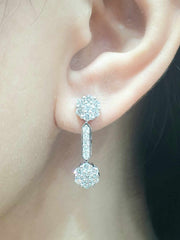 Round Stick Dangling Diamond Earrings 18kt