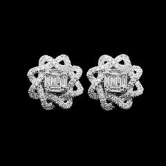 Spiral Square Multi-Wear Diamond Earrings 14kt