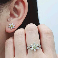 #TheSALE | Floral Baguette Stud Diamonds Jewelry Set 14kt